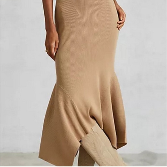 Anthropologie Mock Neck Midi Dress Tan size XL - Picture 6 of 15